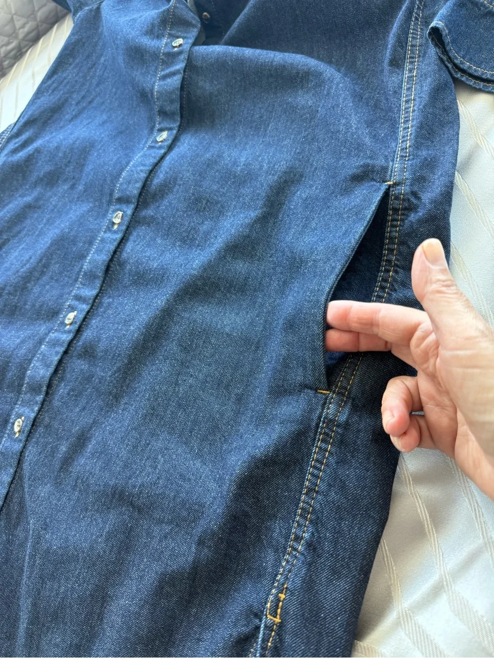 NWT COS Dark Blue Long Sleeve Denim Shirt Dress in 100% Cotton - Size 8 - Picture 4 of 10